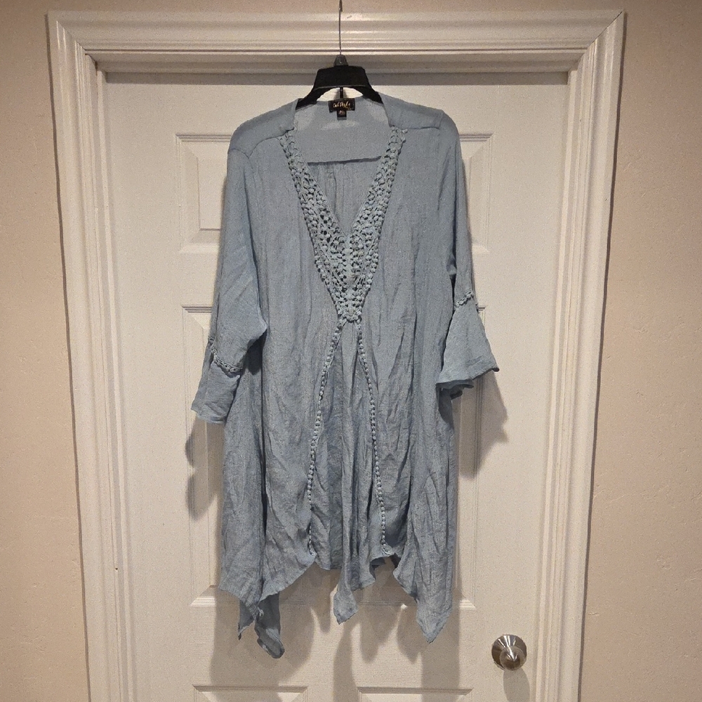 Light Blue Tunic with Lace Detail